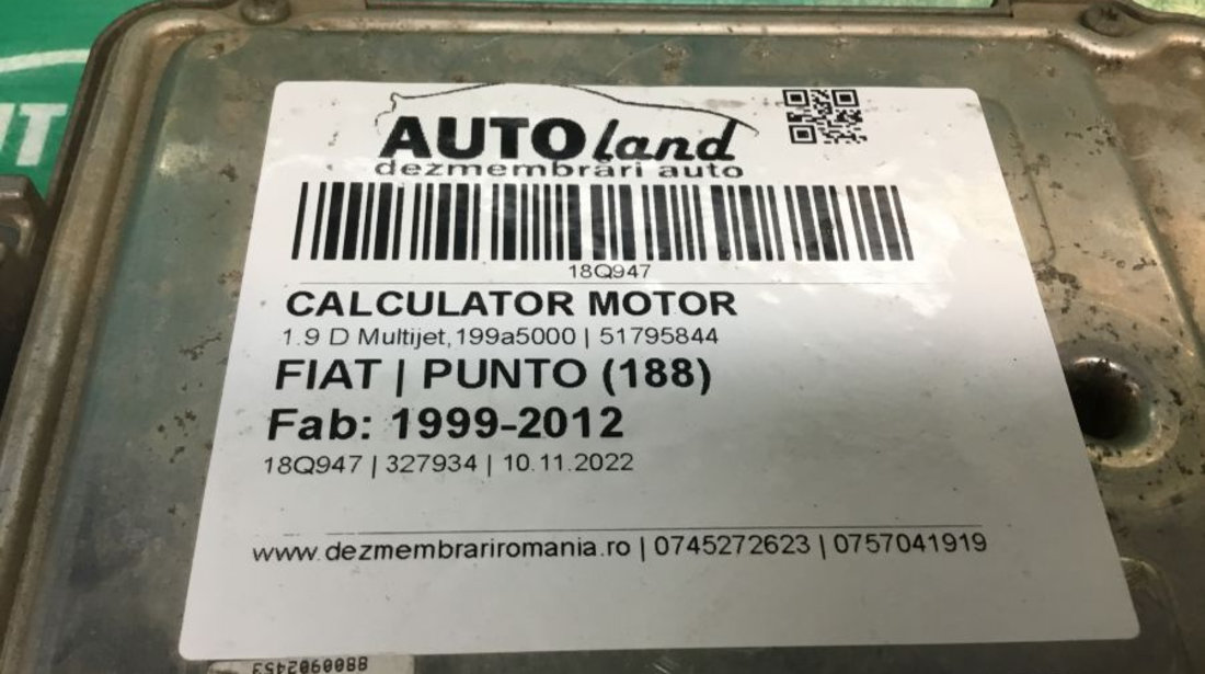 Calculator Motor 51795844 1.9 D Multijet,199a5000 Fiat PUNTO 1999-2012