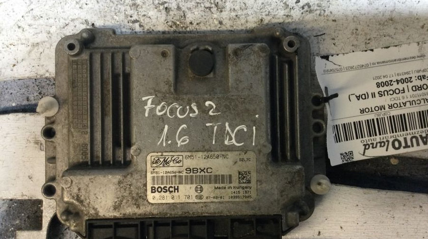 Calculator Motor 6m5112a650nc 0281011701 1.6 TDCI Ford FOCUS II DA 2004-2008