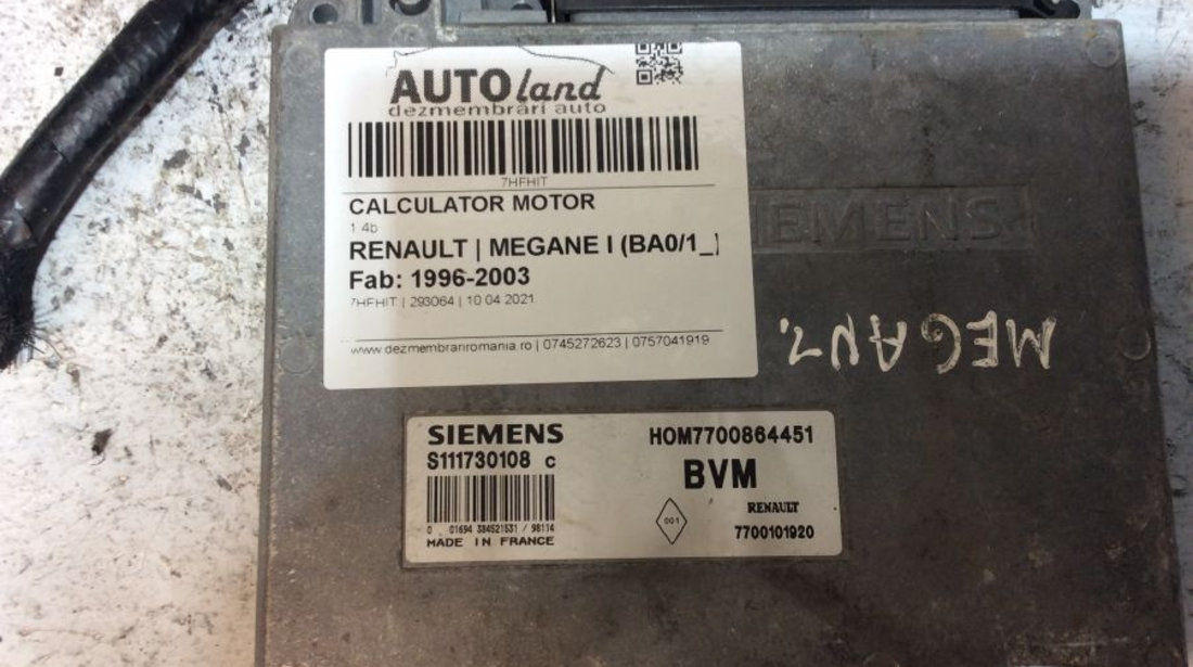 Calculator Motor 7700864451 1.4b Renault MEGANE I BA0/1 1996-2003