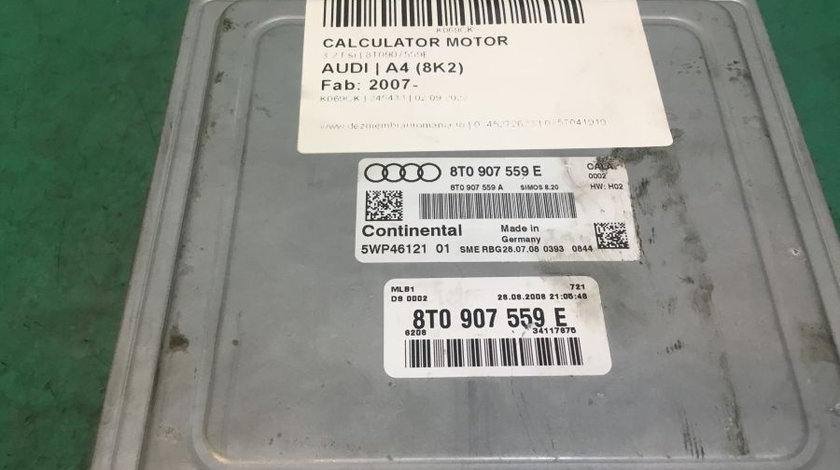 Calculator Motor 8t0907559e 3.2 Fsi Audi A4 8K 2007