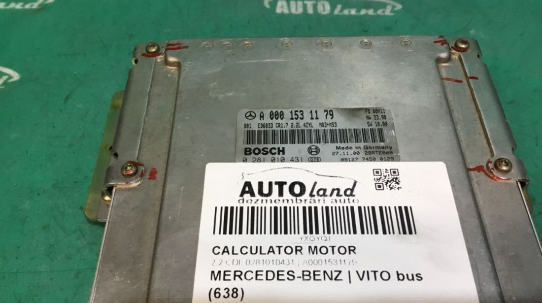 Calculator Motor A0001531179 2.2 CDI, 0281010431 Mercedes-Benz VITO bus 638 1996-2003