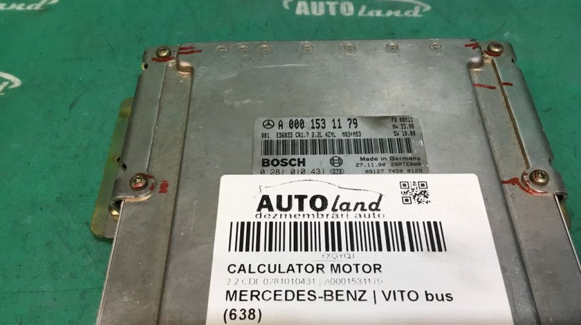 Calculator Motor A0001531179 2.2 CDI, 0281010431 Mercedes-Benz VITO bus 638 1996-2003