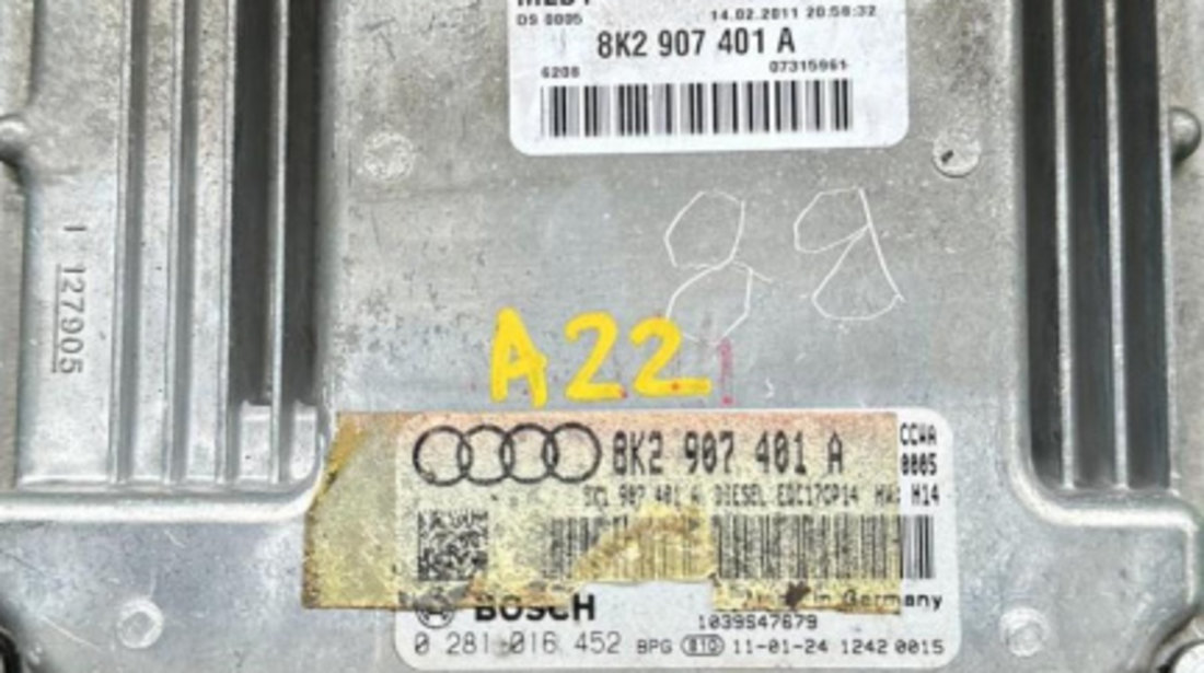 Calculator motor Audi A4 (2007->) [8K2, B8] 0281016452