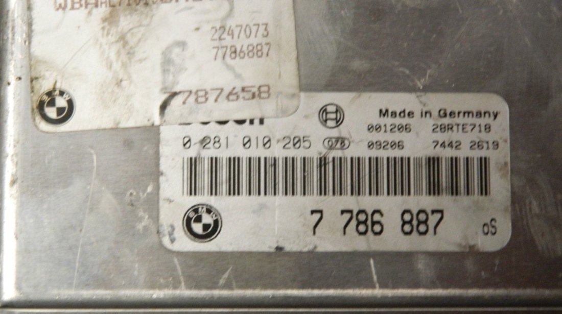Calculator motor BMW Seria 3 E46 2.0 D cod: 0281010205 / 7786887 model 2002