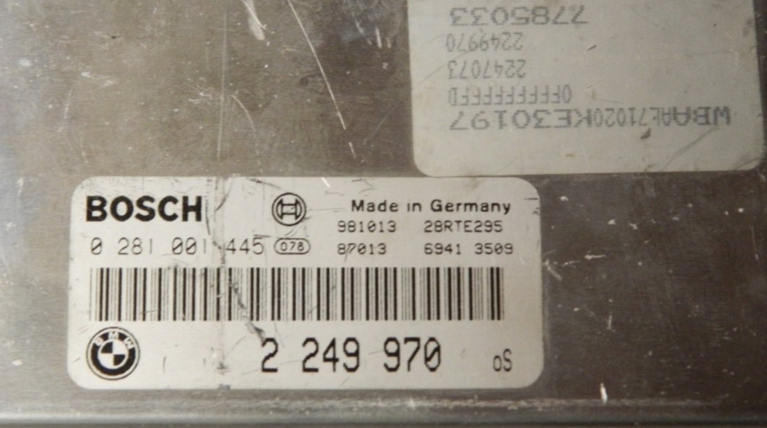 Calculator motor BMW Seria 3 Touring E46 2.0 D cod: 2249970 / 0281001445 model 2003