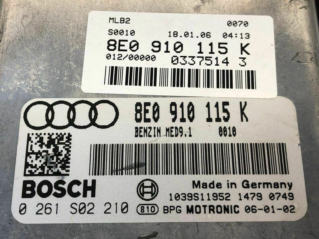 Calculator Motor BOSCH AUDI A4 0 261 S02 210 / 0261S02210 / 8E0 910 115 K / 8E0910115K / MED9.1 / MED9 1 / MED910 261 S02 210 / 0261S02210 / 8E0 910 115 K / 8E0910115K / MED9.1 / MED9 1 / MED91