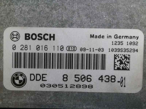 Calculator Motor BOSCH BMW X1 0 281 016 110 / 0281016110 / 8506438 01 / 8506438010 281 016 110 / 028...