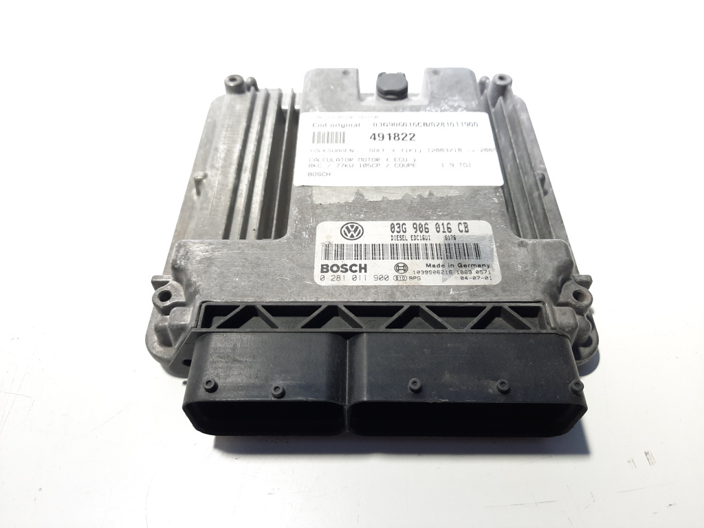 Calculator motor Bosch, cod 03G906016CB, 0281011900, VW Golf 5 (1K1), 1.9 TDI, BKC (id:491822)