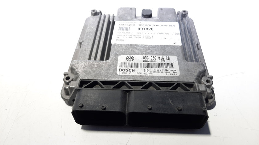 Calculator motor Bosch, cod 03G906016CB, 0281011900, Seat Altea (5P1), 1.9 TDI, BKC (idi:491820)