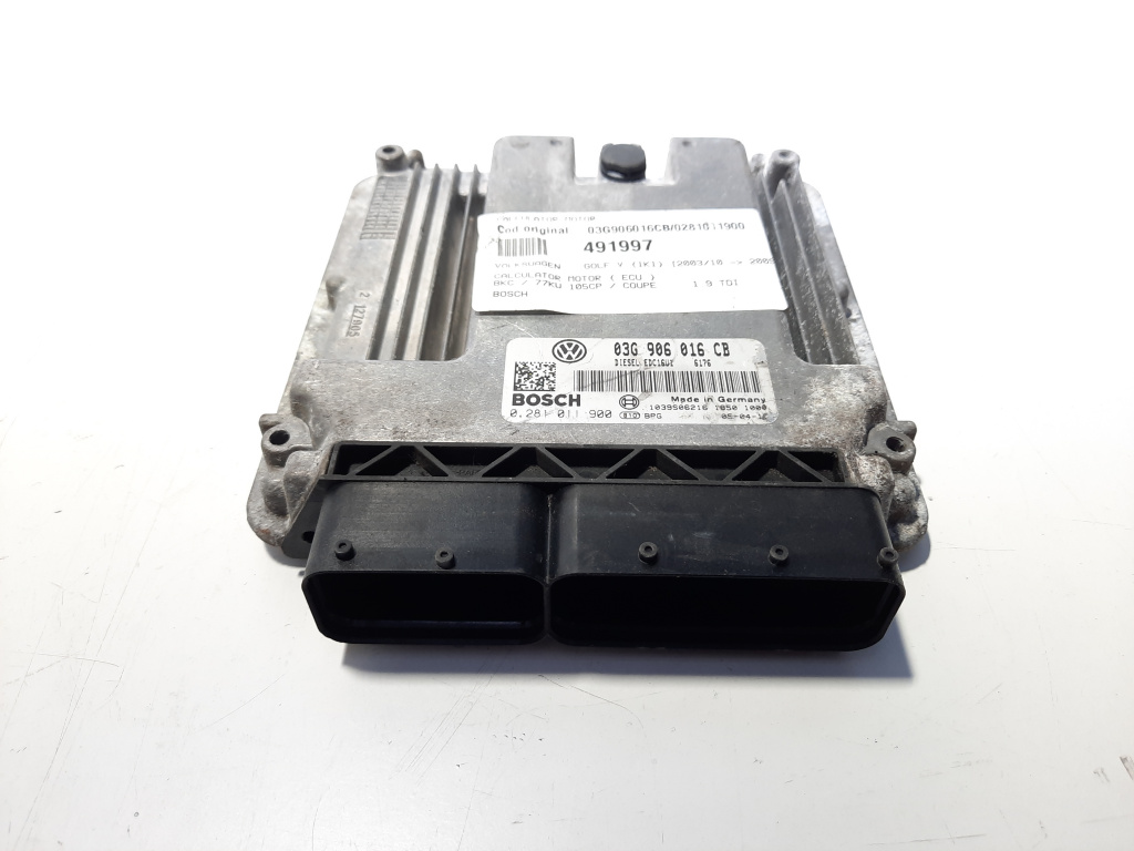 Calculator motor Bosch, cod 03G906016CB, 0281011900, VW Golf 5 (1K1), 1.9 TDI, BKC (id:491997)