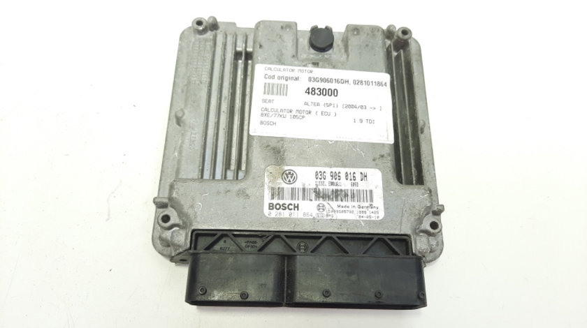 Calculator motor Bosch, cod 03G906016DH, 0281011864, Seat Altea (5P1) 1.9 TDI, BXE (id:483000)