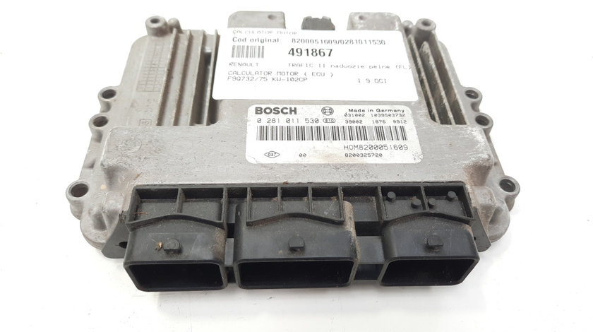 Calculator motor Bosch, cod 8200051609, 0281011530, Renault Trafic 2, 1.9 DCI, F9Q732 (id:491867)