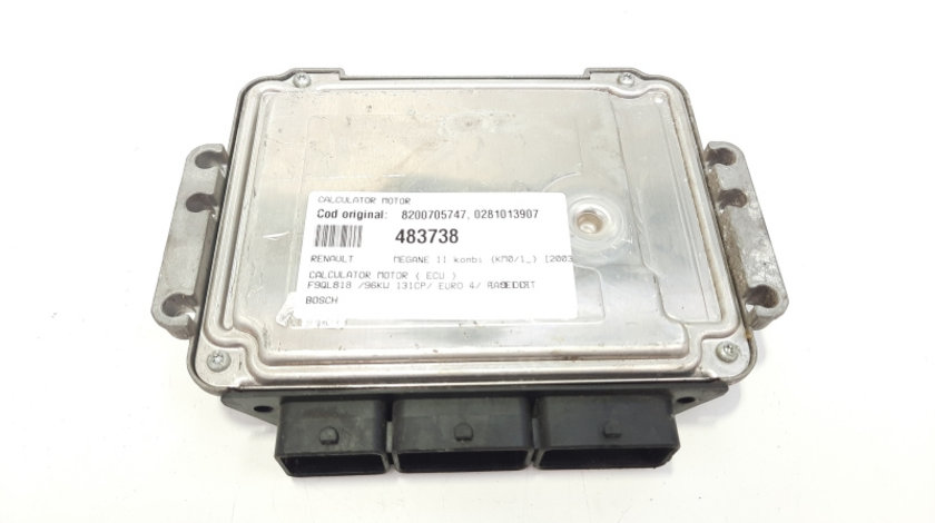 Calculator motor Bosch, cod 8200705747, 0281013907, Renault Megane 2 Sedan, 1.9 DCI, F9QL818, Euro 4 (idi:483738)