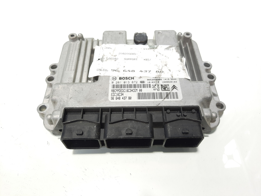 Calculator motor Bosch, cod 9664843780, 0281013872, Peugeot 308, 1.6 HDI, 9H01 (id:483151)