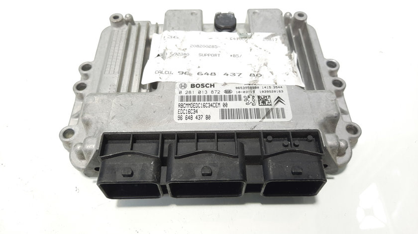 Calculator motor Bosch, cod 9664843780, 0281013872, Peugeot 308, 1.6 HDI, 9H01 (id:483151)