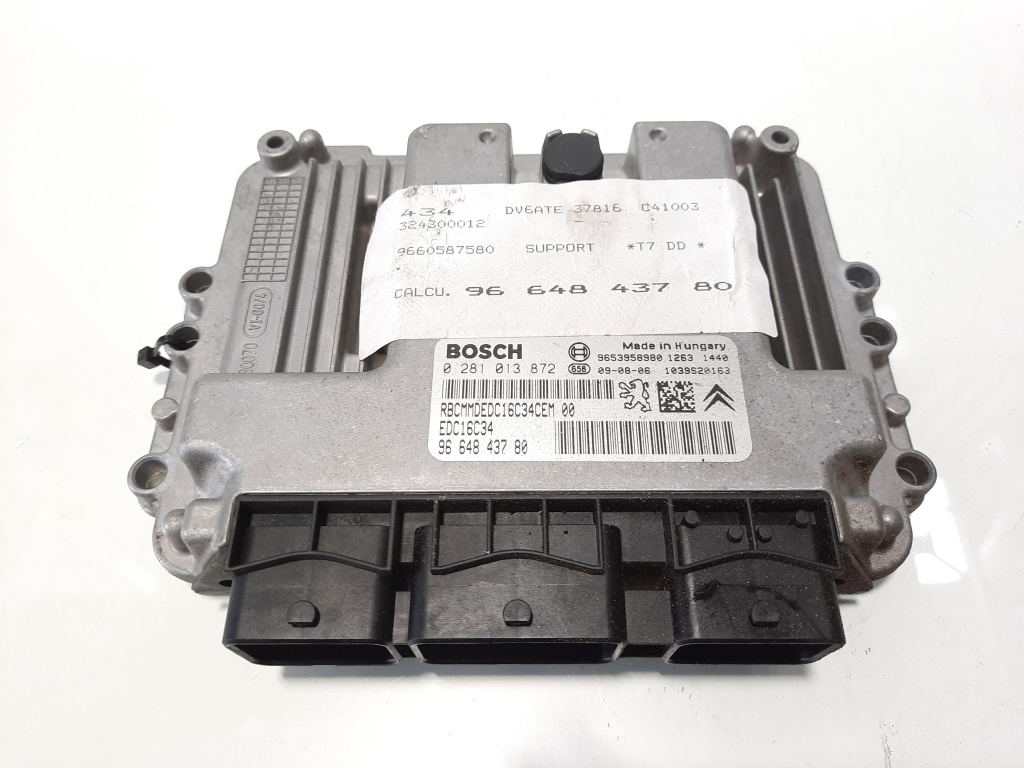 Calculator motor Bosch, cod 9664843780, 0281013872, Peugeot 308, 1.6 HDI, 9H01 (id:483532)