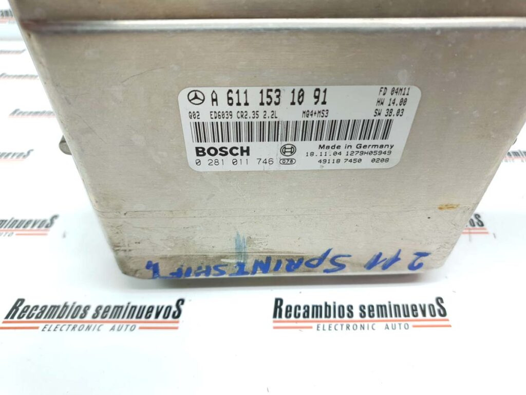 Calculator Motor BOSCH MERCEDES-BENZ SPRINTER 0 281 011 746 / 0281011746 / A 611 153 10 91 / A6111531091 / CR2 35 / CR235 / 2 2L / 22L0 281 011 746 / 0281011746 / A 611 153 10 91 / A6111531091 / CR2 35 / CR235 / 2 2L / 22L