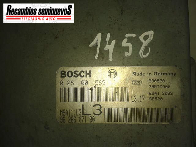 Calculator Motor BOSCH PEUGEOT 605 0 281 001 589 / 0281001589 / 96 286 071 80 / 9628607180 / MSA11.L3 / MSA11 L3 / MSA11L30 281 001 589 / 0281001589 / 96 286 071 80 / 9628607180 / MSA11.L3 / MSA11 L3 / MSA11L3
