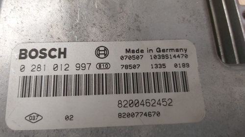 Calculator Motor BOSCH RENAULT MEGANE 0 281 012 997 / 0281012997 / 8200462452 / 82007746700 281 012 ...