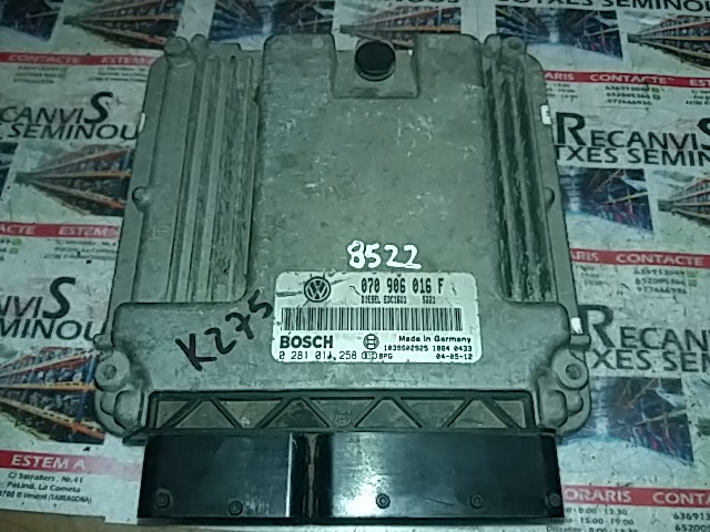Calculator Motor BOSCH VOLKSWAGEN TOUAREG 0 281 011 258 / 0281011258 / EDC16U1 / 070 906 016 F / 070906016F0 281 011 258 / 0281011258 / EDC16U1 / 070 906 016 F / 070906016F
