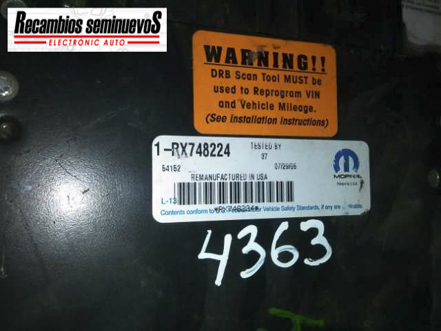 Calculator Motor CHRYSLER VOYAGER 1-RX748224 / 1 RX748224 / 1RX7482241-RX748224 / 1 RX748224 / 1RX748224