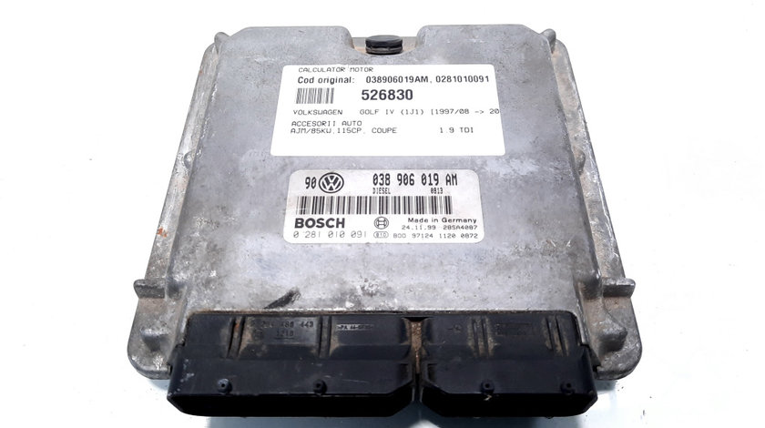 Calculator motor, cod 038906019AM, 0281010091, VW Golf 4 (1J1), 1.9 TDI, AJM (id:526830)