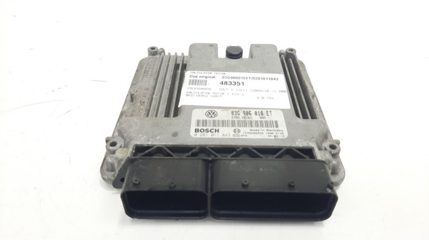 Calculator motor, cod 03G906016ET, 0281011843, Seat Altea XL (5P5, 5P8). 2.0 TDI, BKD (idi:483351)