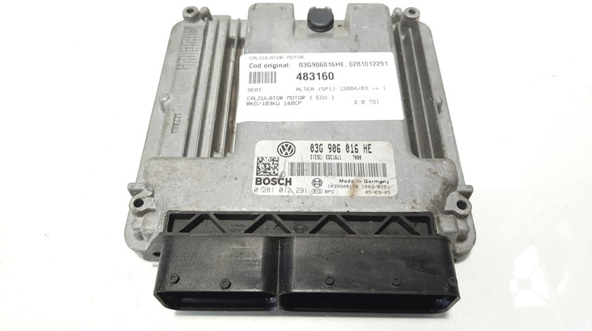 Calculator motor, cod 03G906016HE, 0281012291, Seat Altea (5P1) 2.0 TDI, BKD (id:483160)