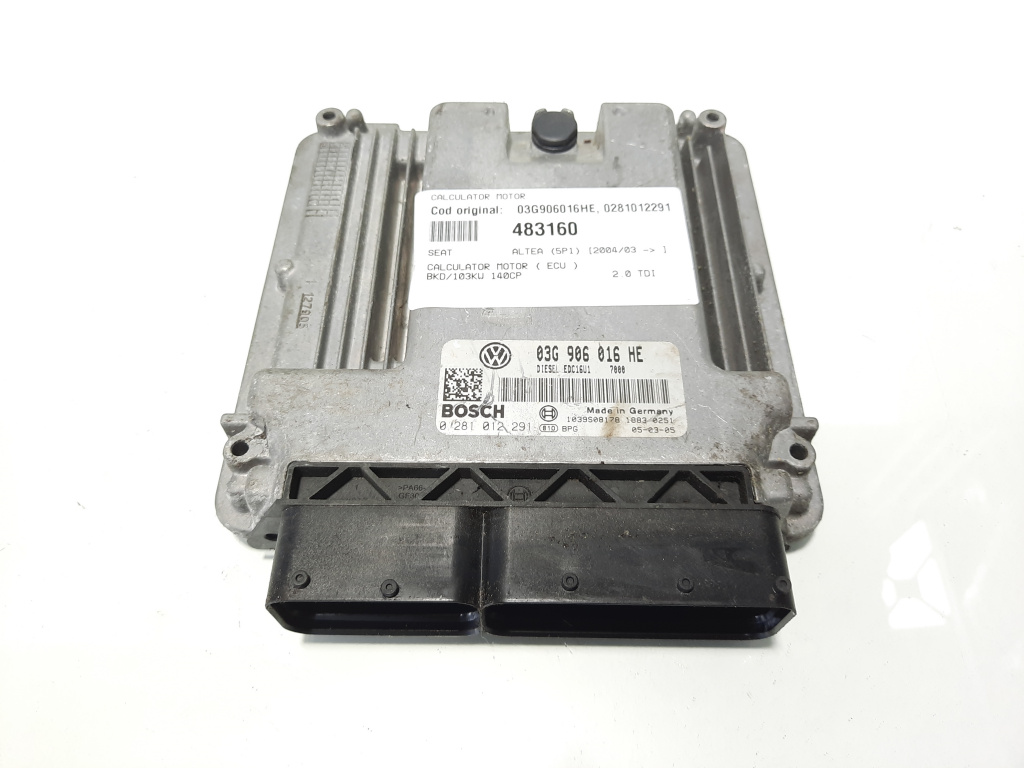 Calculator motor, cod 03G906016HE, 0281012291, VW Golf 5 (1K1), 2.0 TDI, BKD (idi:483160)