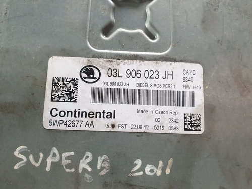 Calculator Motor, cod 03L906023JH, Skoda Superb 2 Octavia 2 1.6 TDI, CAYC