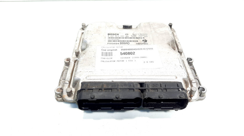 Calculator motor, cod 05094800AD, 0281012999, Chrysler Voyager IV (RG, RS) 2.8 CRD (id:540802)