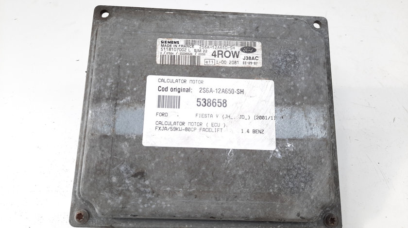 Calculator motor, cod 2S6A-12A650-SH, Ford Fiesta 5, 1.4 benz, FXJA (id:538658)