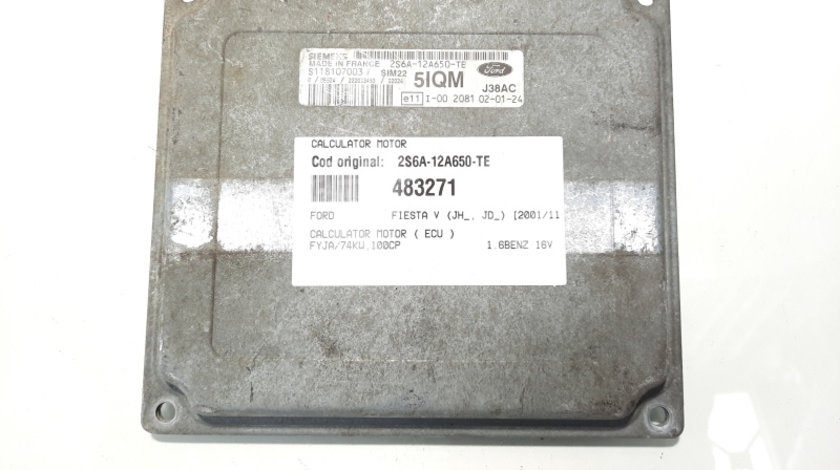 Calculator motor, cod 2S6A-12A650-TE, Ford Fiesta 5, 1.6 B (id:483271)