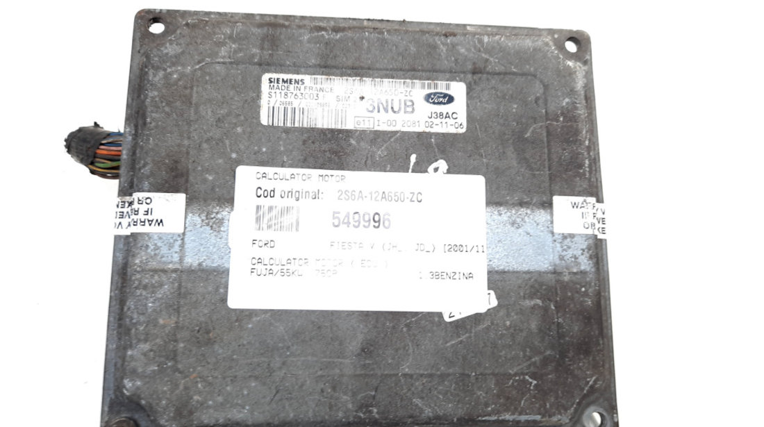 Calculator motor, cod 2S6A-12A650-ZC, Ford Fiesta 5, 1.3 benz, FUJA (id:549996)