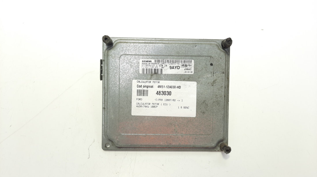 Calculator motor, cod 4M51-12A650-HD, Ford C-Max 1, 1.6 B, HWDA (id:483030)