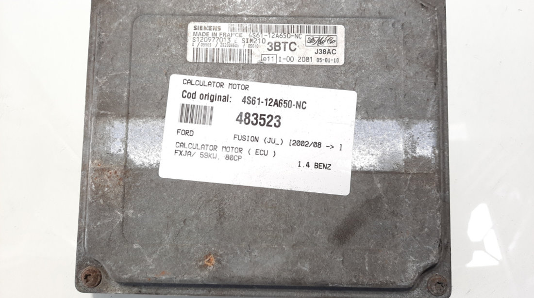Calculator motor, cod 4S61-12A650-NC, Ford Fusion (JU) 1.4 B, FXJA (id:483523)