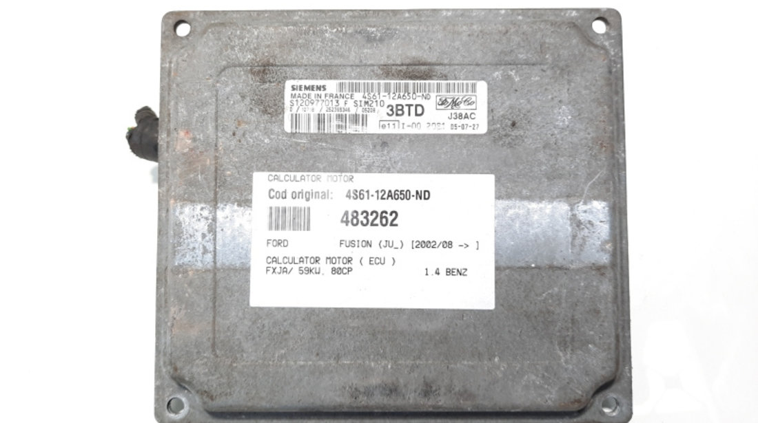 Calculator motor, cod 4S61-12A650-ND, Ford Fusion (JU) 1.4 B, FXJA (id:483262)
