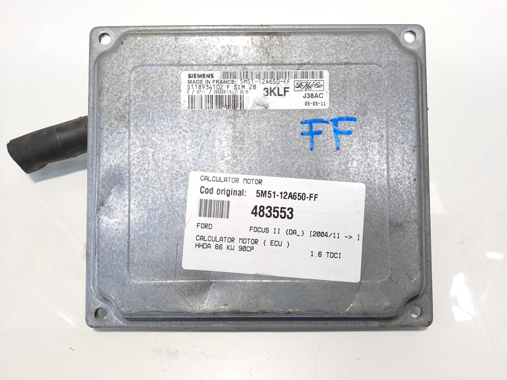 Calculator motor, cod 5M51-12A650-FF, Ford C-Max 1, 1.6 TDCI, HHDA (idi:483553)