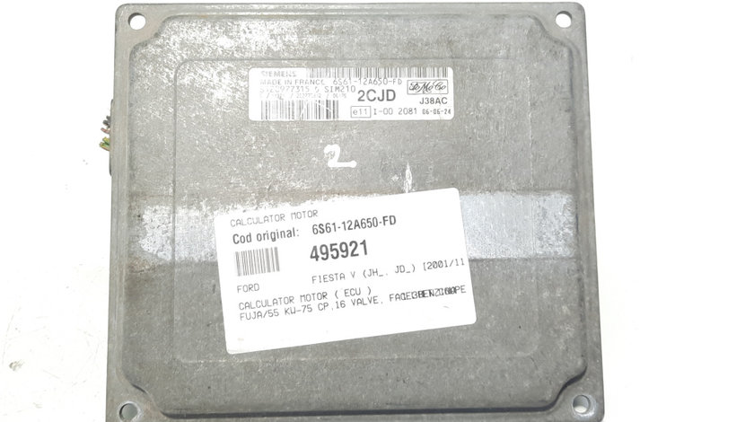Calculator motor, cod 6S61-12A650-FD, Ford Fiesta 5, 1.3 16V benz, FUJA (id:495921)
