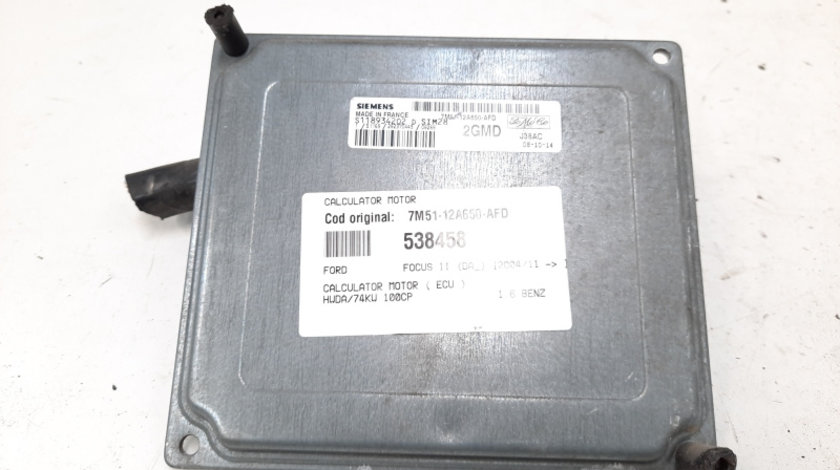 Calculator motor, cod 7M51-12A650-AFD, Ford Focus 2 (DA), 1.6 benz, HWDA (id:538458)