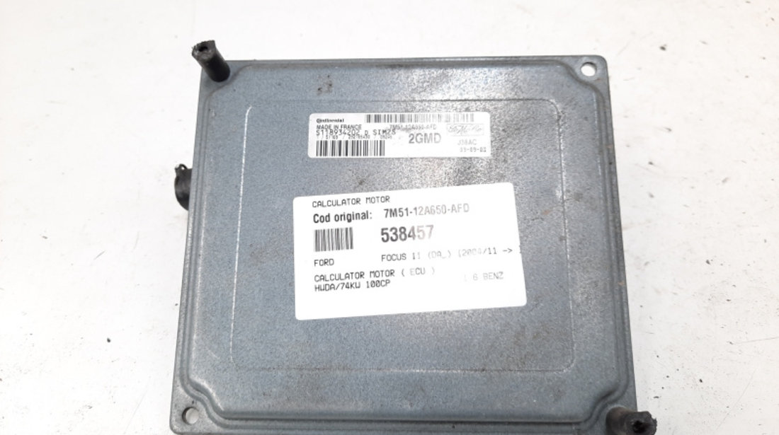 Calculator motor, cod 7M51-12A650-AFD, Ford Focus 2 (DA), 1.6 benz, HWDA (id:538457)