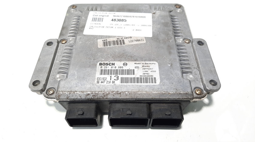 Calculator motor, cod 9644721080, 0281010808, Citroen Evasion, 2.0 HDI, RHZ (idi:483085)