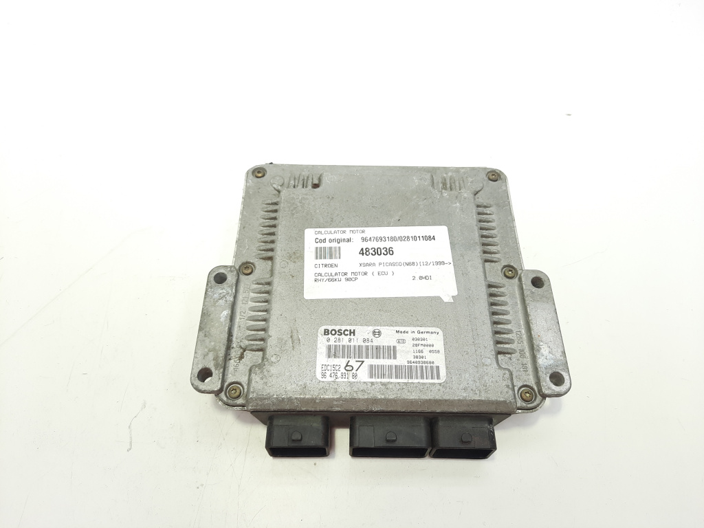 Calculator motor, cod 9647693180, 0281011084, Citroen Xsara Picasso, 2.0 HDI, RHY (id:483036)