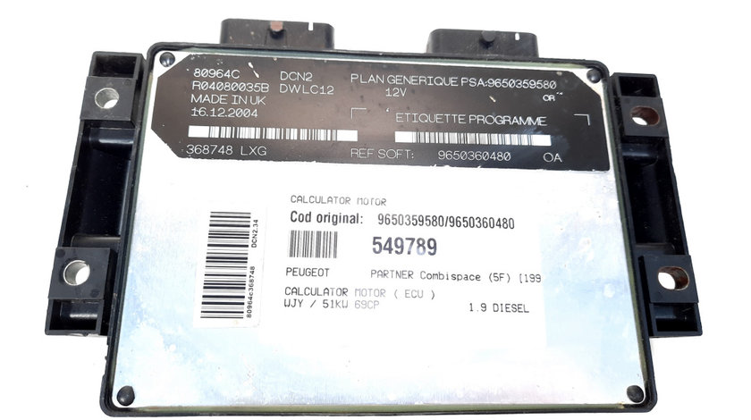 Calculator motor, cod 9650359580, 9650360480, Peugeot 206 Sedan, 1.9 diesel, WJY (idi:549789)