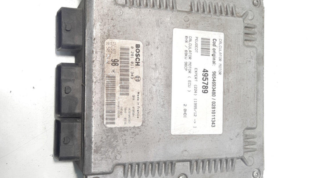 Calculator motor, cod 9654693480, 0281011343, Peugeot Expert (I) 2.0 HDI, RHX (id:495789)