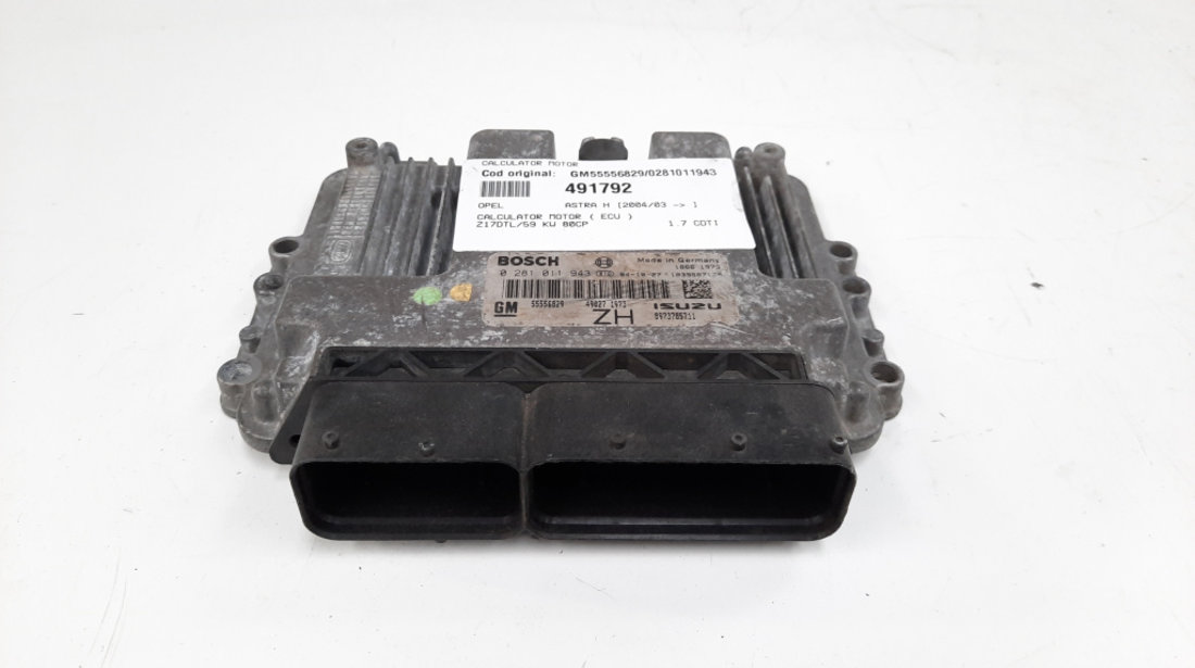 Calculator motor, cod GM55556829, 0281011943, Opel Astra G Coupe, 1.7 CDTI, Z17DTL (idi:491792)