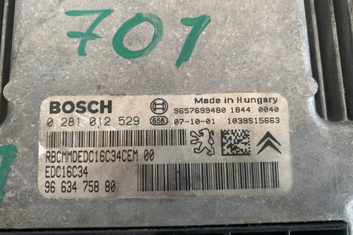 Calculator motor ECU 0 281 012 529 Citroen C3 [2002 - 2010] Hatchback 1.4 HDi MT (70 hp)