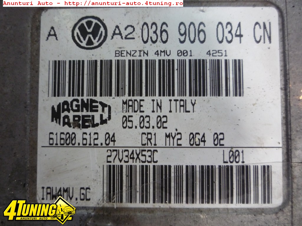 calculator motor ecu 036906034cn vw golf 4 1 6 16v tip motor azd 15586