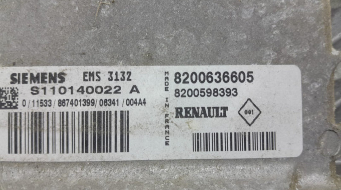 Calculator motor ECU 8200598393 8200636605 1.6 16v Renault Symbol [2th facelift] [2005 - 2008]