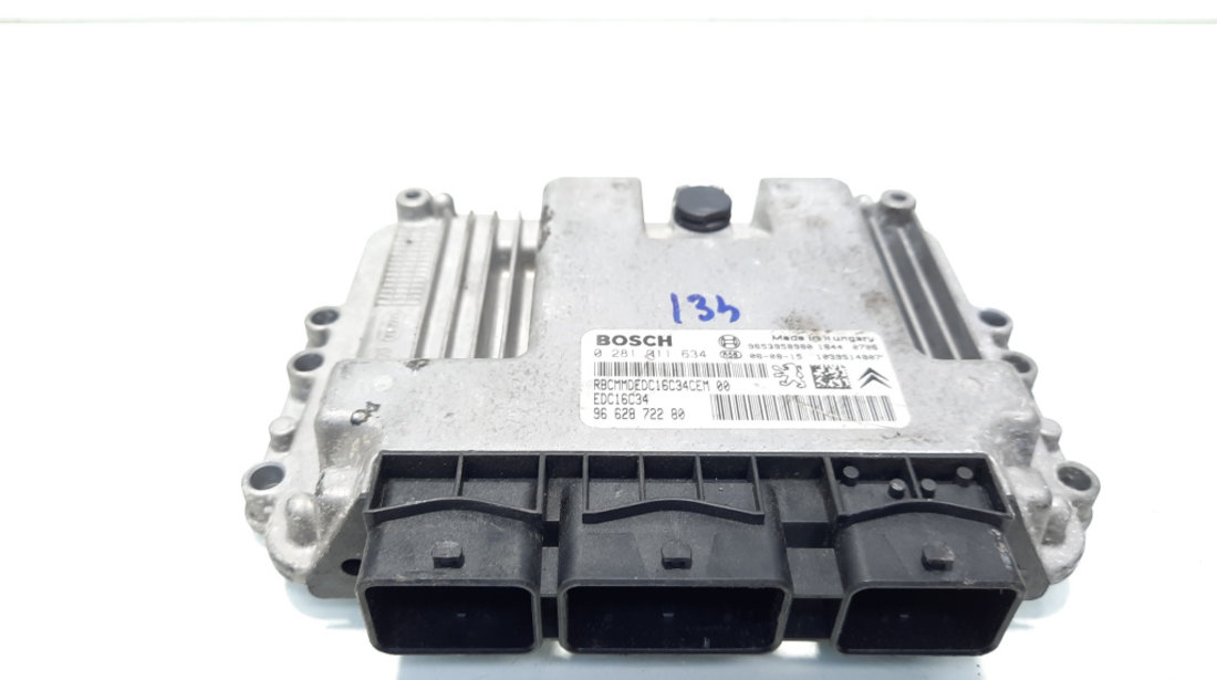 Calculator motor ECU, 9662872280, 0281011634, Citroen Berlingo 2, 1.6 HDI, 9HX (idi:560516)